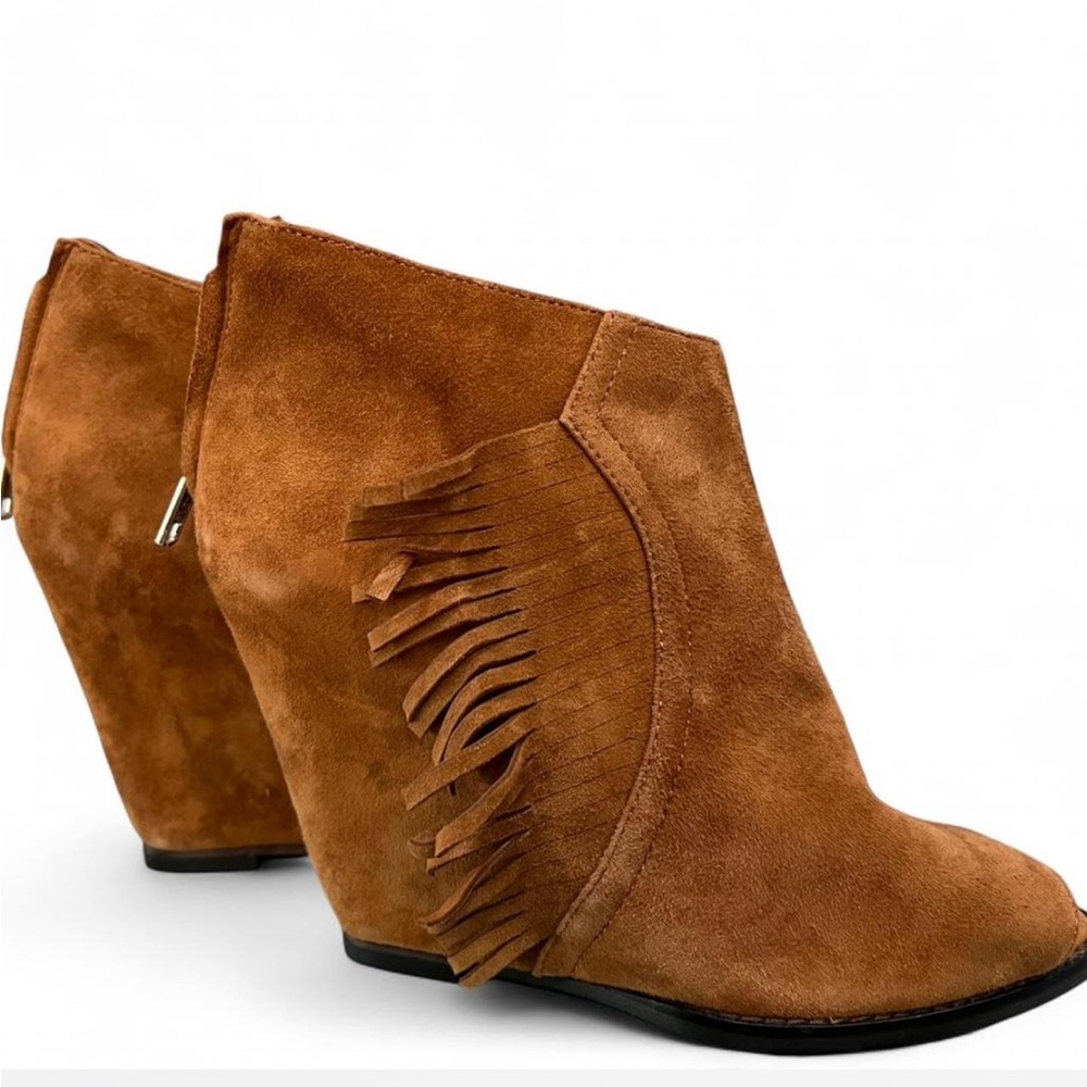 Ash Women's Suede Fringe Wedge Bootie - Brown